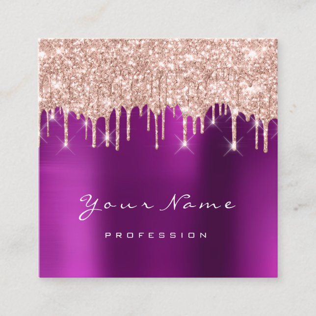 Tarjeta De Visita Cuadrada Maquillaje Purpurina del planificador de eventos d (Anverso)