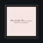 Tarjeta De Visita Cuadrada Maquillaje rosa y belleza vintage<br><div class="desc">Esta plantilla clásica de tarjetas de visita en rosa suave con un borde negro da una primera impresión profesional y refinada. Una estética limpia y sencilla con un toque ligeramente vintage. © 1201AM CREATIVE</div>