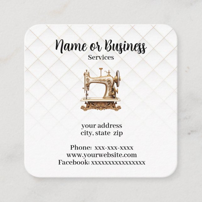 Tarjeta De Visita Cuadrada Máquina de coser (Anverso)