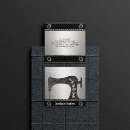 Tarjeta De Visita Cuadrada Máquina de coser elegante | Estrés de marea, botón