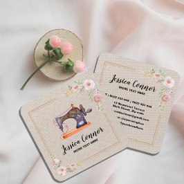 Tarjeta De Visita Cuadrada Máquina de coser Fondo de crema blanquecino