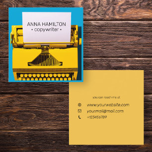 Tarjeta De Visita Cuadrada Máquina de escritura vintage de redactor de copias