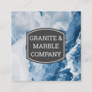 Tarjeta De Visita Cuadrada Marble azul