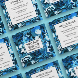 Tarjeta De Visita Cuadrada Marble Azul Único Mínimo Moderno Notario Público