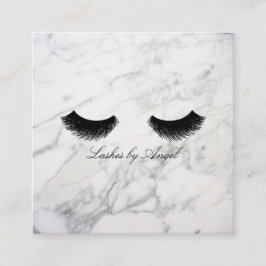 Tarjeta De Visita Cuadrada Marble Black Eyelash Luxury Beauty Card