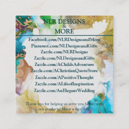 Tarjeta De Visita Cuadrada Marble Gold Blue Purple Multipropósito