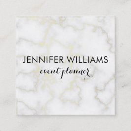 Tarjeta De Visita Cuadrada Marble Look con Faux Gold Accents Business Card
