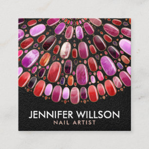 Tarjeta De Visita Cuadrada Marble Nail Art Mandala - Nombramiento 