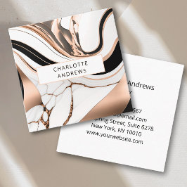 Tarjeta De Visita Cuadrada Marble Rosegold moderno