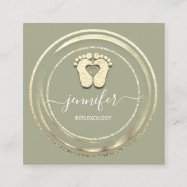 Tarjeta De Visita Cuadrada Marca de código QR Reflexología Foot Massage Mint