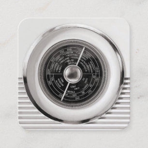 Tarjeta De Visita Cuadrada Marca de radio británica vintage - Blanco y negro 