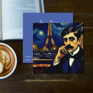 Tarjeta De Visita Cuadrada Marcel Proust en París - arte de fantasía