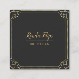 Tarjeta De Visita Cuadrada Marco Art Deco