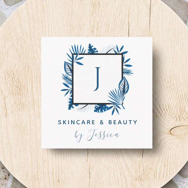 Tarjeta De Visita Cuadrada Marco cuadrado tropical Skincare Estética Belleza (Subido por el creador)