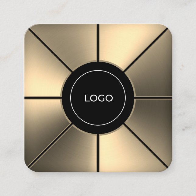 Tarjeta De Visita Cuadrada Marco de textura metalizado falsa futurista (Anverso)