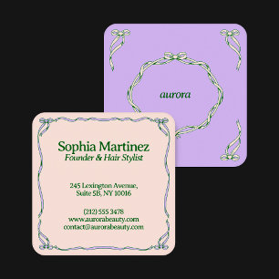 Tarjeta De Visita Cuadrada Marco Decorativo Elegante De La Cinta Swirl