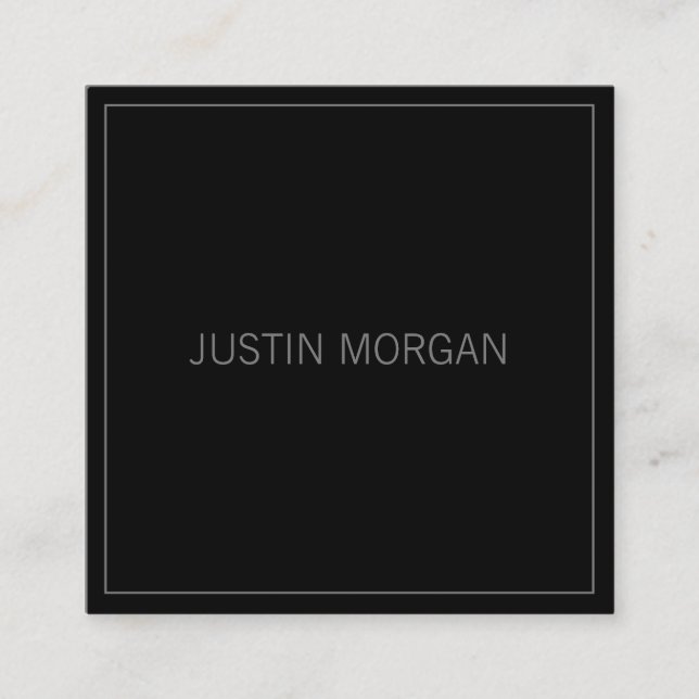 Tarjeta De Visita Cuadrada Marco delgado moderno y tu nombre | Gris y grises  (Anverso)