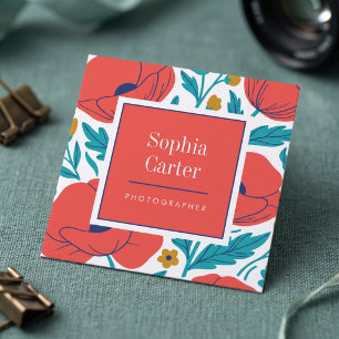 Tarjeta De Visita Cuadrada Marco floral botánico