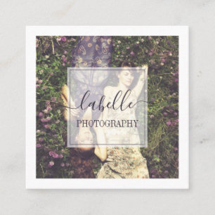 Tarjeta De Visita Cuadrada Marco fotográfico mínimo y guión elegante