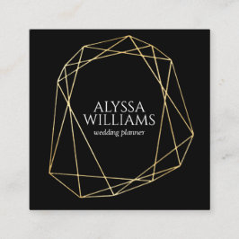 Tarjeta De Visita Cuadrada Marco geométrico negro y dorado Elegante lujo mode