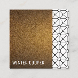 Tarjeta De Visita Cuadrada Marco geométrico simple y moderno de purpurina de