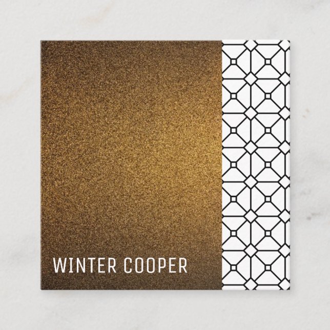 Tarjeta De Visita Cuadrada Marco geométrico simple y moderno de purpurina de  (Anverso)