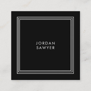 Tarjeta De Visita Cuadrada Marco triple negro clásico elegante