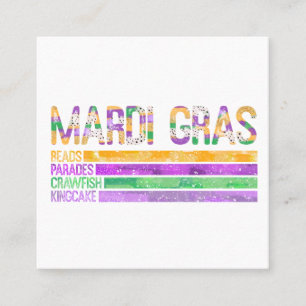 Tarjeta De Visita Cuadrada Mardi Gras Bebidas Desfile Deportes King Cake