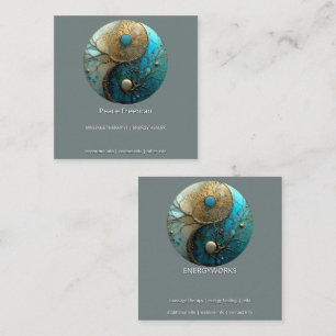 Tarjeta De Visita Cuadrada Mareas de Equilibrio   Diseño Yin Yang