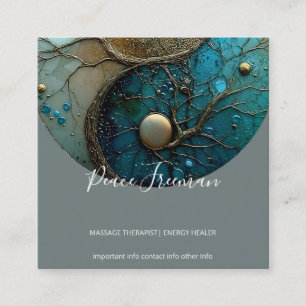 Tarjeta De Visita Cuadrada Mareas de Equilibrio   Diseño Yin Yang