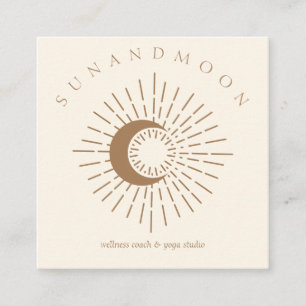 Tarjeta De Visita Cuadrada Marfil Curando Sol Luna Energía Solar Espiritual