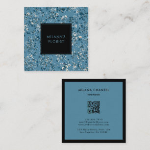 Tarjeta De Visita Cuadrada Margarita Azul Teal Moderna Floristería