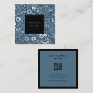 Tarjeta De Visita Cuadrada Margarita Azul Teal Moderna Floristería de Moda