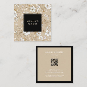 Tarjeta De Visita Cuadrada Margarita Blanca Moderna Floristería de Moda