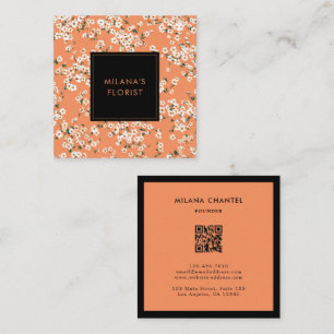 Tarjeta De Visita Cuadrada Margarita Naranja Florista Flor Moderna y Tendenci