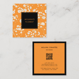 Tarjeta De Visita Cuadrada Margarita Naranja Florista Flor Moderna y Tendenci