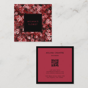 Tarjeta De Visita Cuadrada Margarita Roja Florista Moderna y Tendenciosa