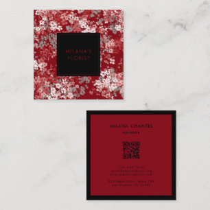 Tarjeta De Visita Cuadrada Margarita Roja Florista Moderna y Tendenciosa