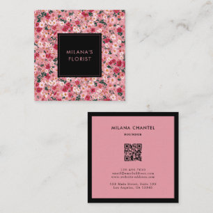 Tarjeta De Visita Cuadrada Margarita Rosa Florista Moderna y Tendenciosa