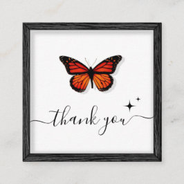 Tarjeta De Visita Cuadrada Margen de la mariposa gracias y borde de la imagen