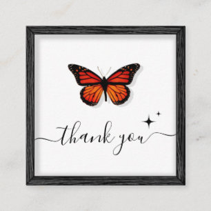 Tarjeta De Visita Cuadrada Margen de la mariposa gracias y borde de la imagen