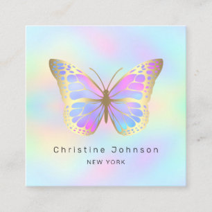 Tarjeta De Visita Cuadrada mariposa de colores pastel
