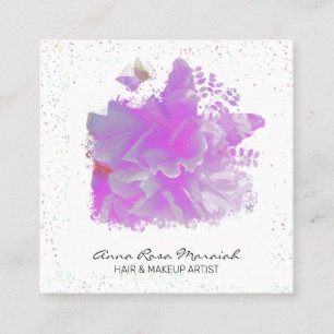 Tarjeta De Visita Cuadrada *~* Mariposa de pintura rosada Peony Art AR3