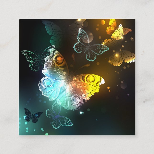 Tarjeta De Visita Cuadrada Mariposa luminosa y mariposas nocturnas (Anverso)