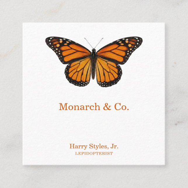 Tarjeta De Visita Cuadrada Mariposa Monarca (Anverso)