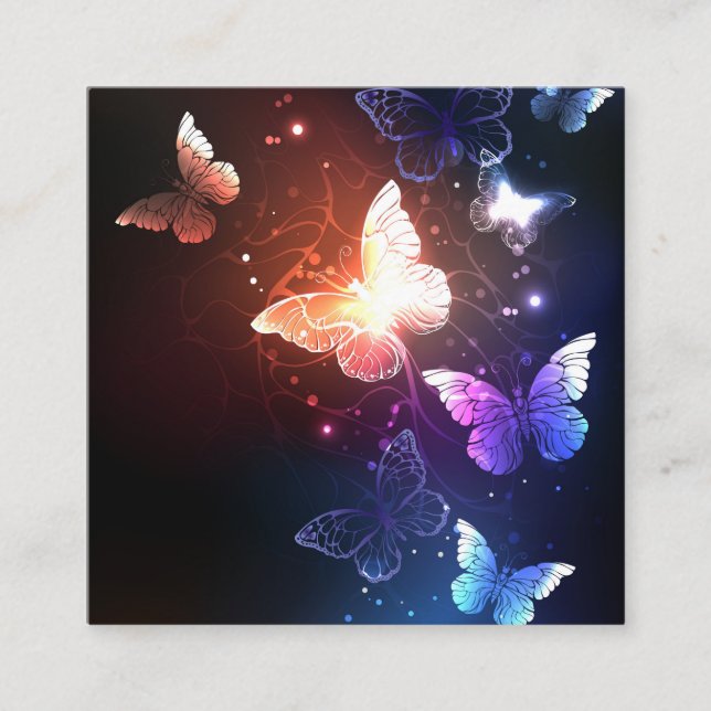 Tarjeta De Visita Cuadrada Mariposas nocturnas brillantes (Anverso)