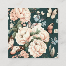 Tarjeta De Visita Cuadrada Mariposas y flores