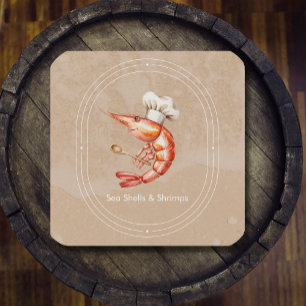 Tarjeta De Visita Cuadrada Mariscos acuáticos / Estilo de playa costera