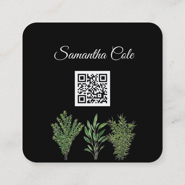 Tarjeta De Visita Cuadrada Mariscos de Rosemary Thyme Sage (Reverso)