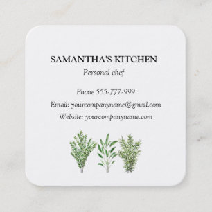 Tarjeta De Visita Cuadrada Mariscos de Rosemary Thyme Sage